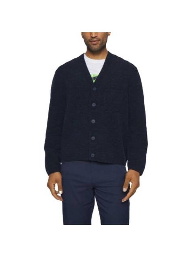 Clarke Back Logo Knitted Cardigan Navy - J.LINDEBERG - BALAAN 1