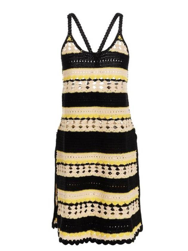 Striped Crochet Midi Dress - GANNI - BALAAN 1