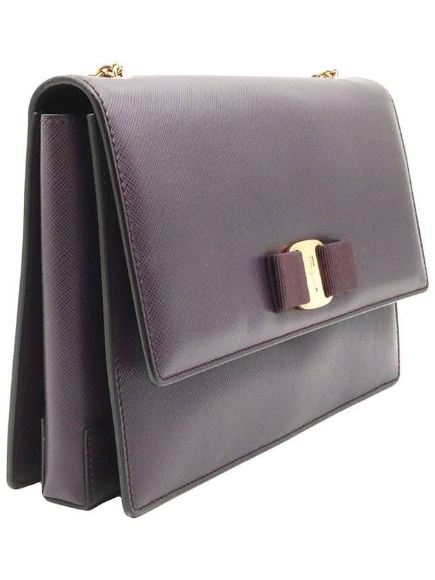 Ferragamo Deep Purple Saffiano Vara Gold Chain Genie Cross Bag 21 D855 - SALVATORE FERRAGAMO - BALAAN 3