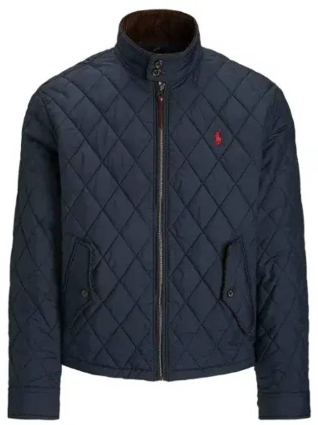 Diamond Quilted Zip Up Jacket Navy - POLO RALPH LAUREN - BALAAN 2