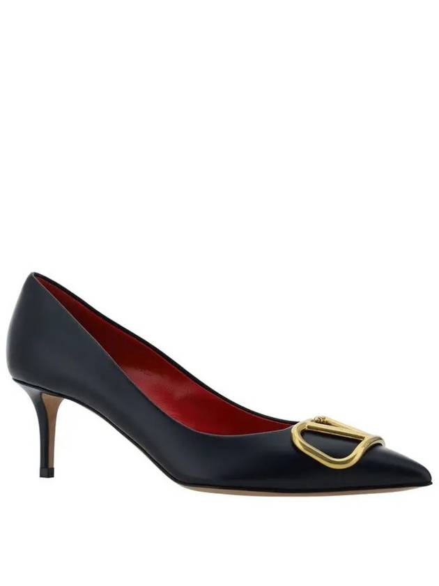 V Logo Signature Smooth Leather Pumps Black - VALENTINO - BALAAN 3