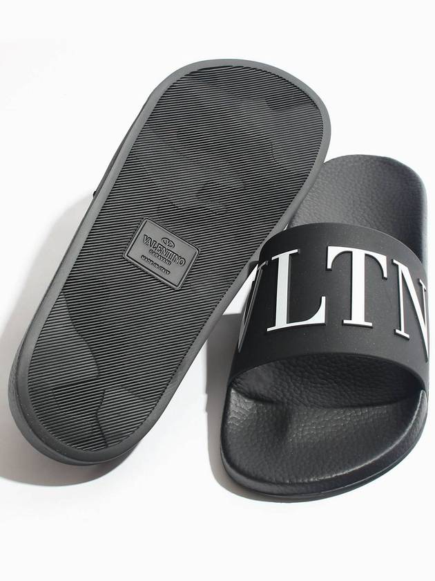 Men's Logo Print Rubber Slippers Black - VALENTINO - BALAAN 5