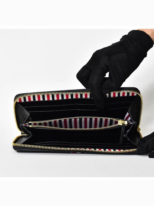 Grosgrain Tab Leather Continental Long Wallet Black - THOM BROWNE - BALAAN 5