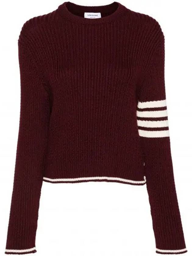 4 Bar Stripe Cable Knit Top Red - THOM BROWNE - BALAAN 2