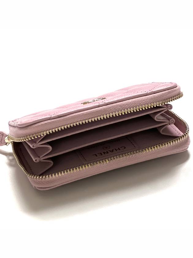 24SS Classic Caviar Zipper Card Wallet Pink AP0216 Kleokdok - CHANEL - BALAAN 6