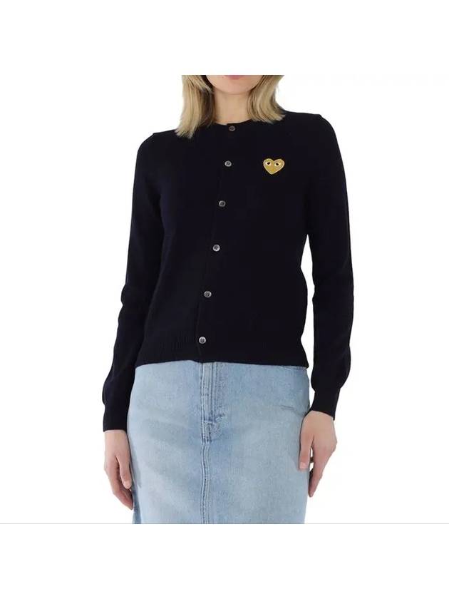 Gold Heart Wappen Wool Cardigan Navy - COMME DES GARCONS - BALAAN 6