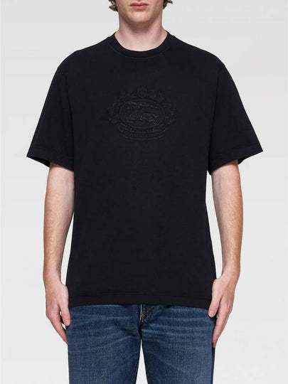 Embroidered Logo Cotton Short Sleeve T-Shirt Black - BURBERRY - BALAAN 2