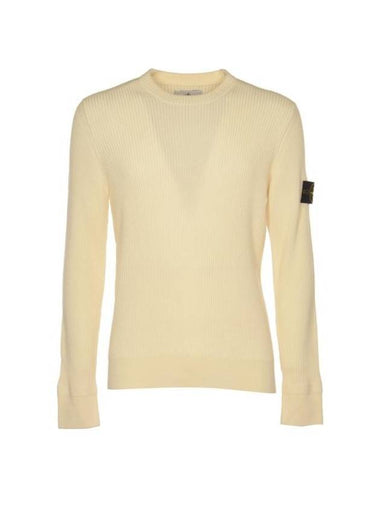 Crewneck Full Rib Wool Knit Top White - STONE ISLAND - BALAAN 1