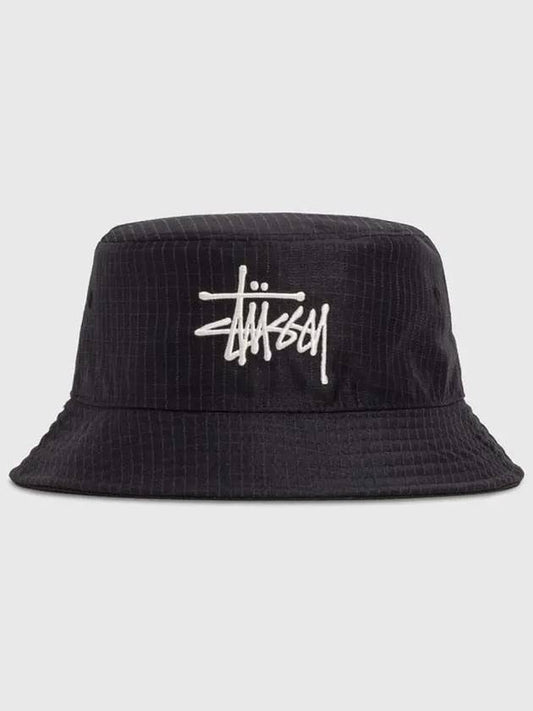 Grid Basic Poly Cotton Blend Embroidery Logo Bucket Hat - STUSSY - BALAAN 1