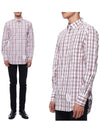 Men's Classic Fit Check Poplin Long  Shirt White - THOM BROWNE - BALAAN 3