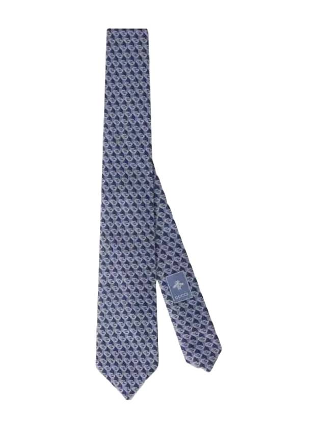 Geometric G Jacquard Silk Tie Light Blue Dark Blue - GUCCI - BALAAN 1