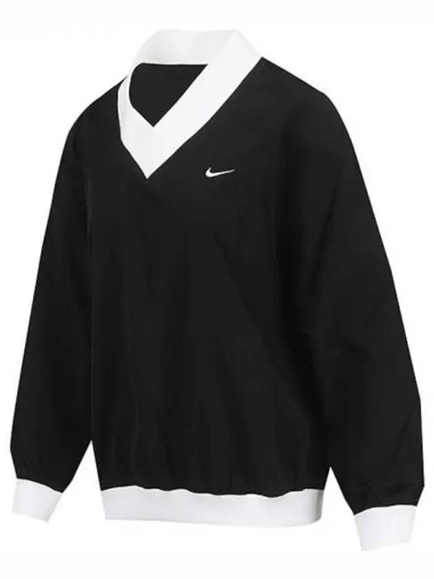 Sportswear Essentials Loose Woven Long Sleeve T-Shirt Black - NIKE - BALAAN 1