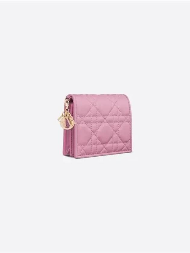 Lady Cannage Small Lambskin Half Wallet Pink - DIOR - BALAAN 3