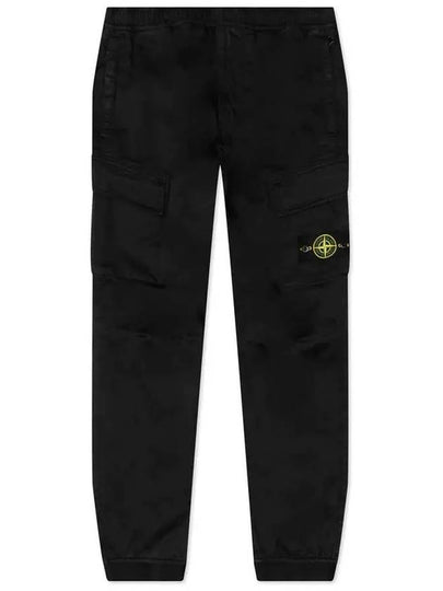 Stretch Cotton Wool Satin Cargo Pants Black - STONE ISLAND - BALAAN 2