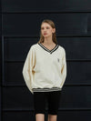 V NECK OVER FIT SWEATSHIRT IVORY - ANOETIC - BALAAN 3