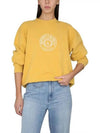 Connecticut Crest Crew Neck Cotton Sweatshirt Yellow - SPORTY & RICH - BALAAN 3