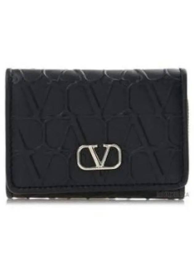 Towal Iconograph Tri Fold Wallet Black 4W2P0Z36IQU0NO - VALENTINO - BALAAN 1