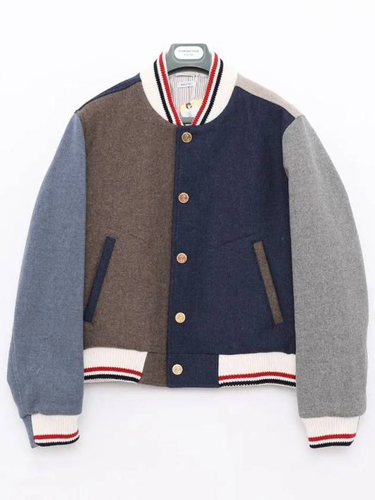 RWB Trim Color Block Button-Up Bomber Jacket - THOM BROWNE - BALAAN 2