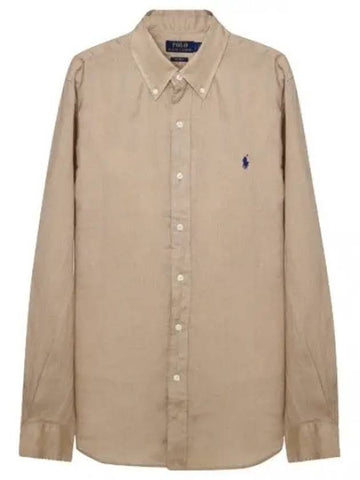 Pony logo embroidered linen shirt - POLO RALPH LAUREN - BALAAN 1