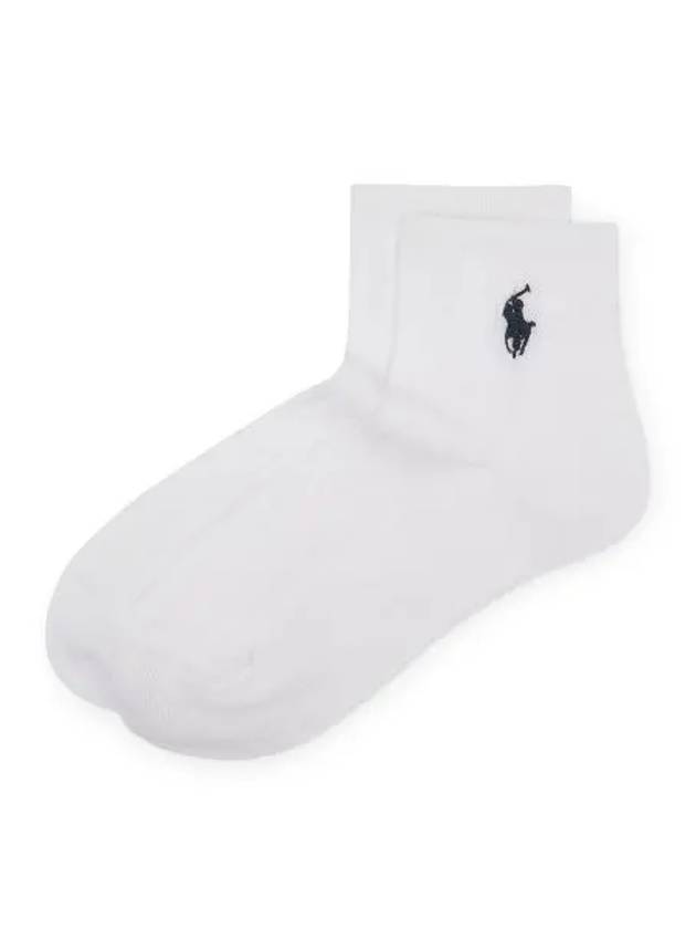 Polo Pony Logo Cable Knit Crew Socks White - POLO RALPH LAUREN - BALAAN 1