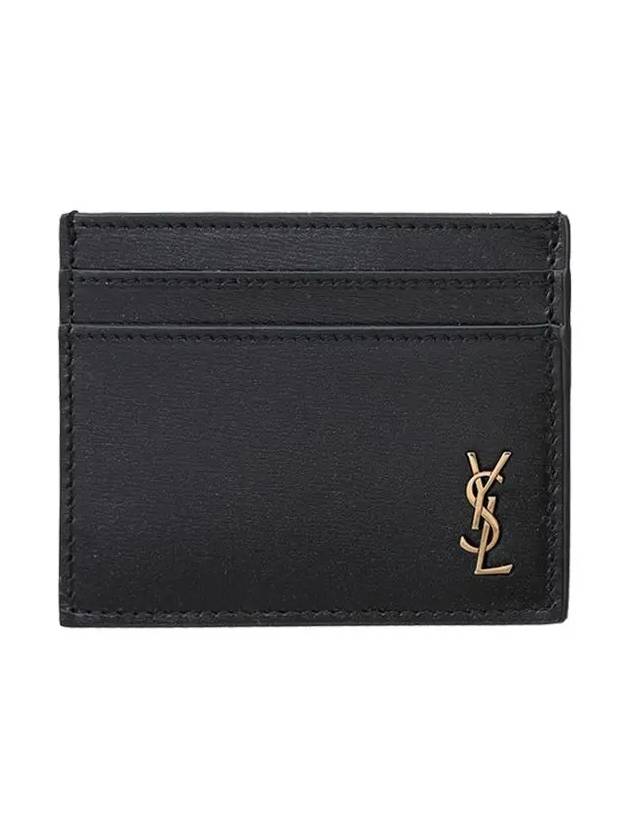 Tiny Monogram Shiny Leather Card Case Black - SAINT LAURENT - BALAAN 2