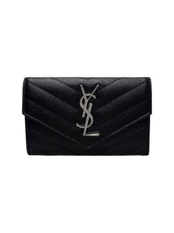 414404 Monogram Envelope Silver Logo Card Business Holder - SAINT LAURENT - BALAAN 1