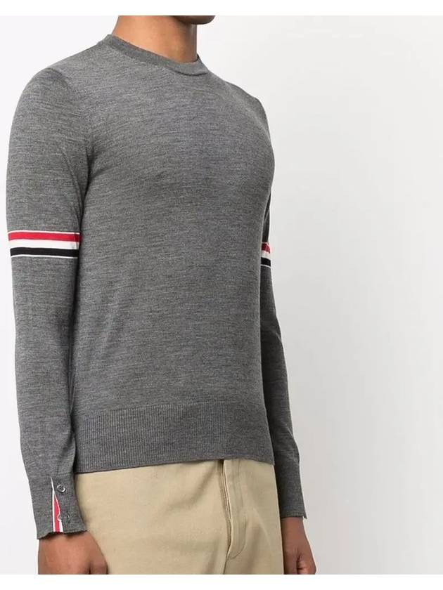 Merino Striped Crew Neck Knit Top Grey - THOM BROWNE - BALAAN 3