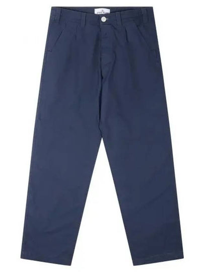 Marina Mid Rise Cotton Canvas Wide Pants Royal Blue - STONE ISLAND - BALAAN 2