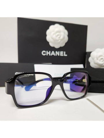 Heart Glasses Sunglasses CC Logo Blue Light Square Black Asian Fit A71470 - CHANEL - BALAAN 1