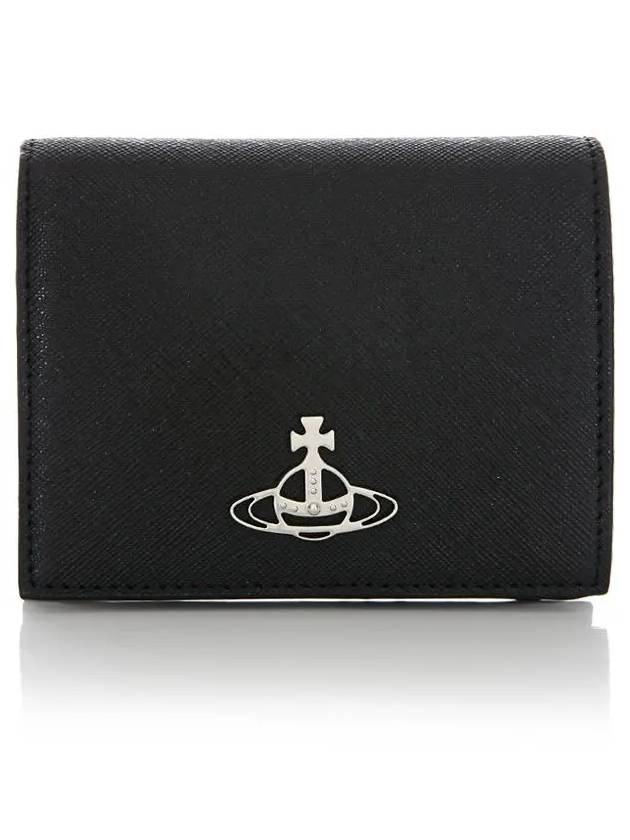 ORB Logo Saffiano Half Wallet Black - VIVIENNE WESTWOOD - BALAAN 2