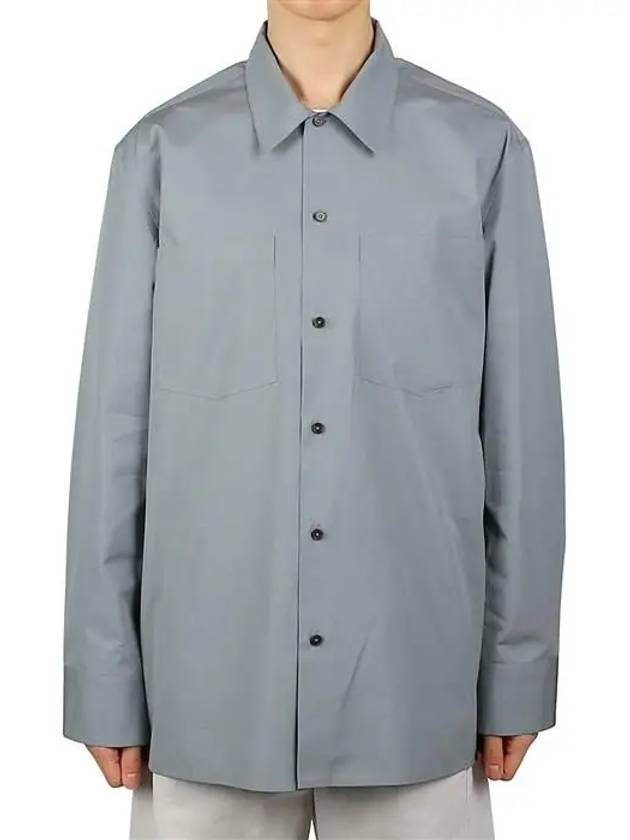 Men's Classic Button Pocket Cotton Long Sleeve Shirt Grey - JIL SANDER - BALAAN 2