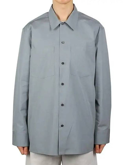 Men's Classic Button Pocket Cotton Long Sleeve Shirt Grey - JIL SANDER - BALAAN 2