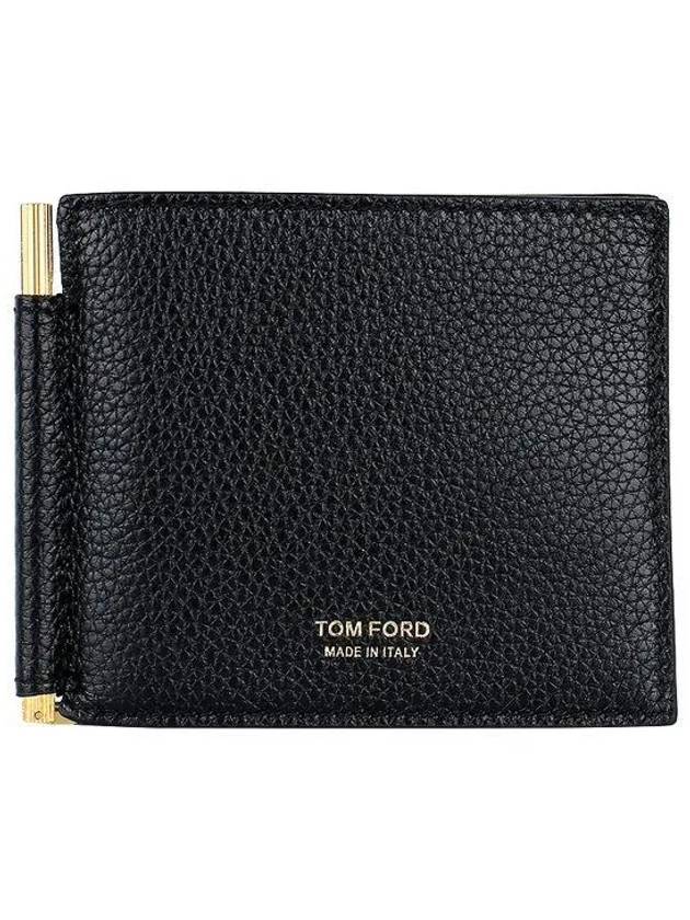 Calfskin Logo Money Clip Half Wallet Black - TOM FORD - BALAAN 2