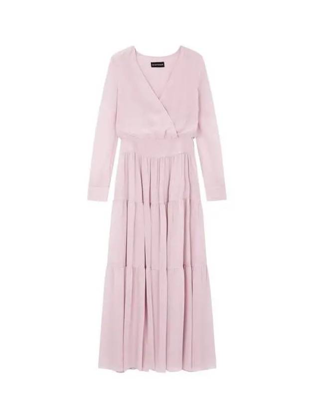 Women s Overlap Neck Long Tiered Dress Pink - EMPORIO ARMANI - BALAAN 1