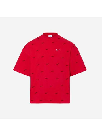 Swoosh Embroidered Short Sleeve T-Shirt University Red - NIKE - BALAAN 1