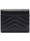 Matelasse Monogram Quilting Flap Half Wallet Black - SAINT LAURENT - BALAAN 5