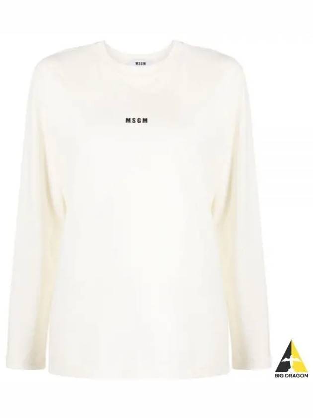 Micro Logo Print Long Sleeve T-Shirt Ivory - MSGM - BALAAN 2