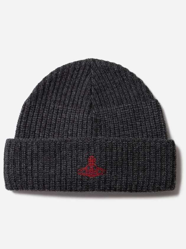 Sporty ORB Logo Beanie Gray Melange Color - VIVIENNE WESTWOOD - BALAAN 1