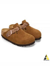 Round Toe Buckle Detail Suede Mule Brown - BIRKENSTOCK - BALAAN 2