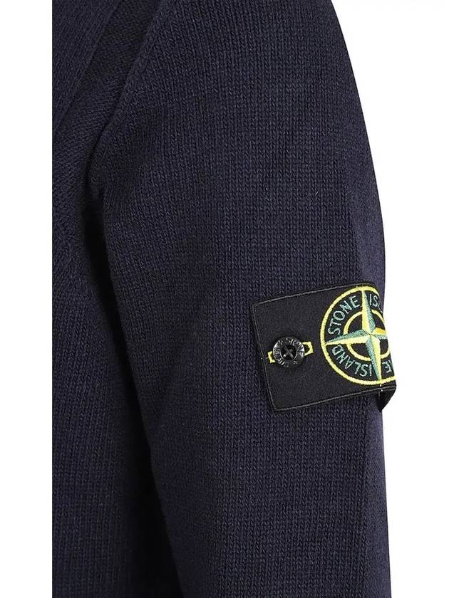 Logo Patch Crew Neck Wool Knit Top Navy - STONE ISLAND - BALAAN 5