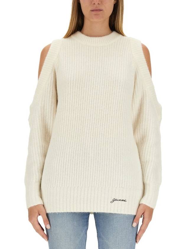 Jersey Logo Knit Top Ivory - GANNI - BALAAN 2