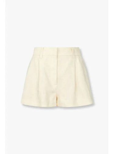 One tuck pleated linen shorts Alex Short light beige - REFORMATION - BALAAN 1