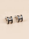 Mini Pop H Palladium Earrings Noir - HERMES - BALAAN 2