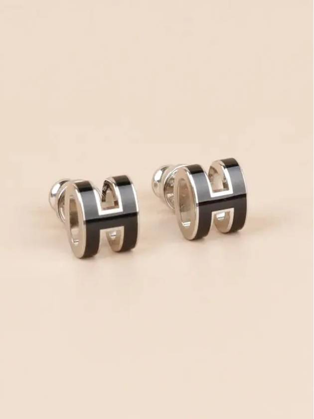 Mini Pop-Ache Earrings Silver Black H608002FP 03 - HERMES - BALAAN 1