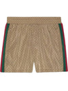 GG jacquard swim shorts brown - GUCCI - BALAAN.