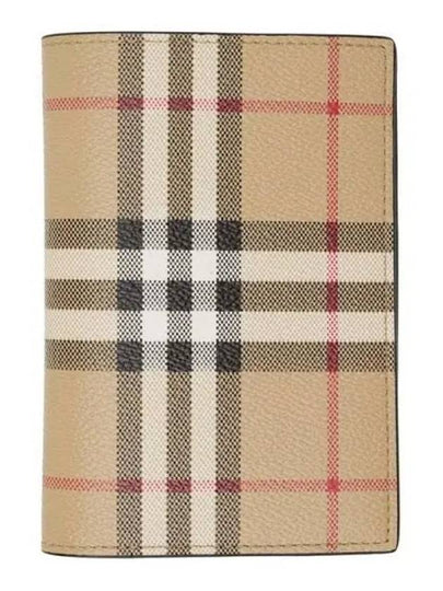 Checked Leather Passport Wallet Beige - BURBERRY - BALAAN 2