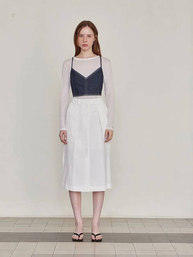 Audrey Cotton Slit Midi A Line Skirt Ivory - LESEIZIEME - BALAAN 3