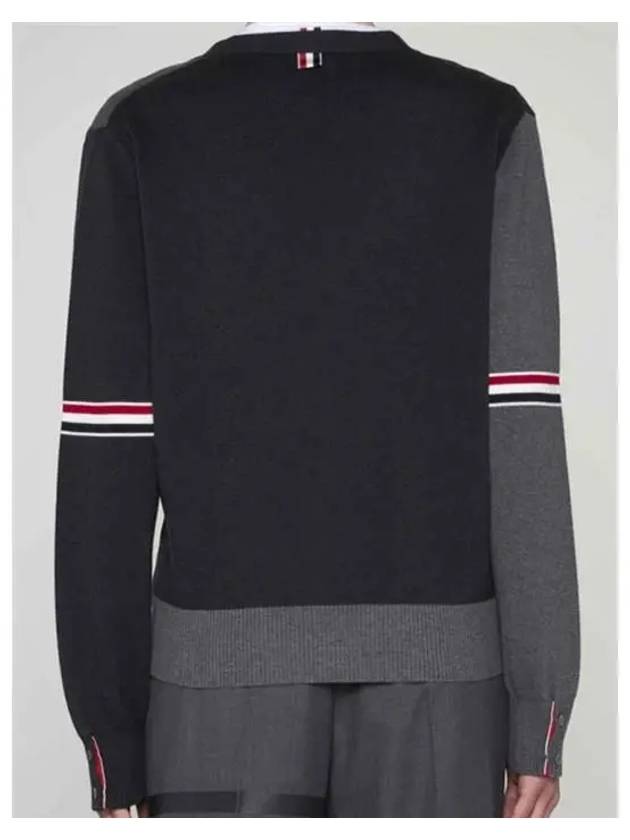 Funmix Cotton ArmBand V-Neck Cardigan Tonal Grey - THOM BROWNE - BALAAN 5