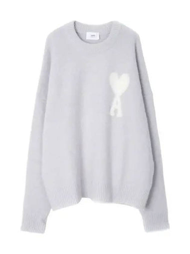 Heart intarsia oversized alpaca knit - AMI - BALAAN 1