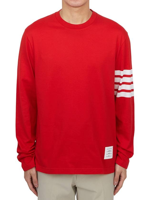 Jersey 4-Bar Long Sleeve T-Shirt Red - THOM BROWNE - BALAAN 2